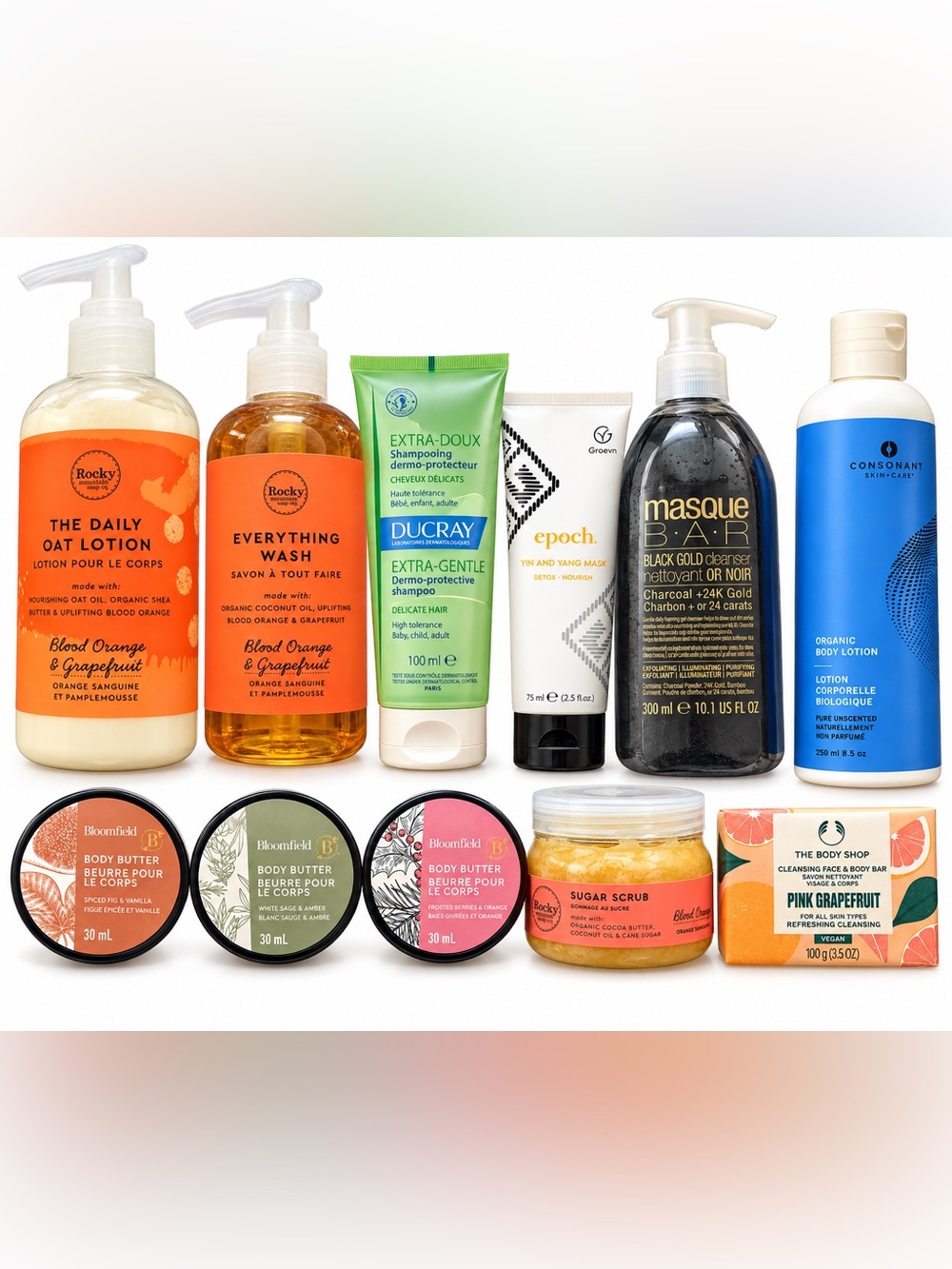 Bath & Body Skincare Bundle | Rocky Mountain Soap, Consonant, Body Shop + More